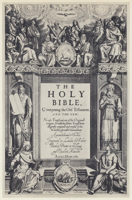 The Bible, R Barker 1611 (s/v foto) av English Photographer