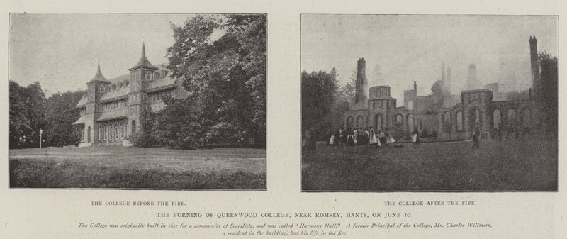 The Burning of Queenwood College, nära Romsey, Hants, den 10 juni av English Photographer