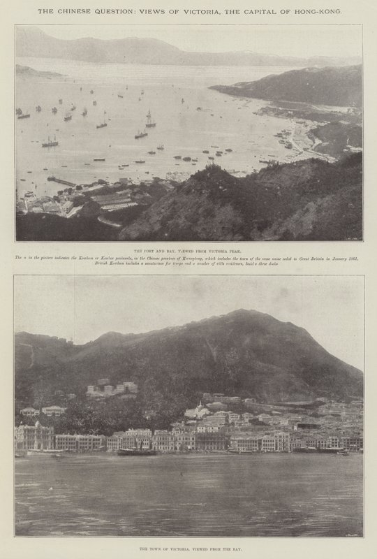 Den kinesiska frågan, utsikt över Victoria, Hongkongs huvudstad av English Photographer