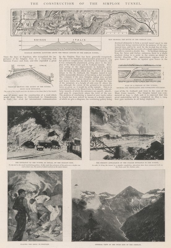 Byggandet av Simplon-tunneln av English Photographer