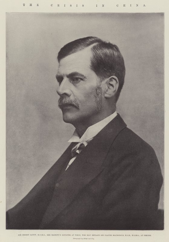 Krisen i Kina, Sir Ernest Satow, KCMG, Hennes Majestäts minister i Tokio, som kan ersätta Sir Claude MacDonald, KCB, KCMG, i Peking av English Photographer
