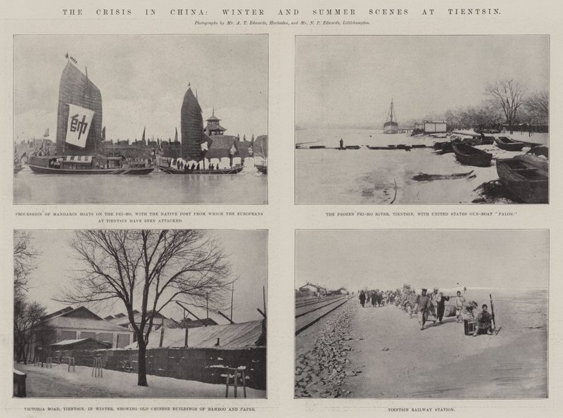 Krisen i Kina, vinter- och sommarscener i Tientsin av English Photographer