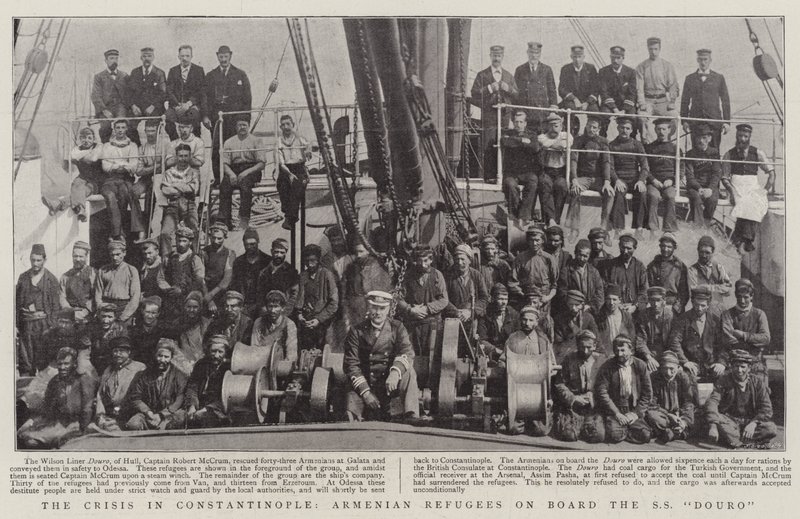 Krisen i Konstantinopel, armeniska flyktingar ombord på SS Douro av English Photographer