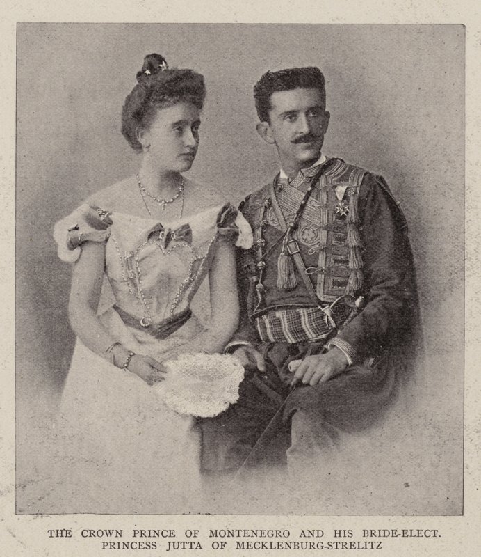 Kronprinsen av Montenegro och hans tillträdande brud prinsessan Jutta av Mecklenburg-Strelitz av English Photographer