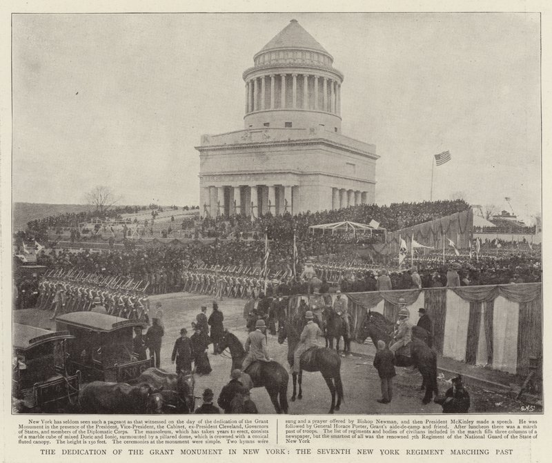 Invigningen av Grant-monumentet i New York, det sjunde regementet i New York som marscherar förbi av English Photographer