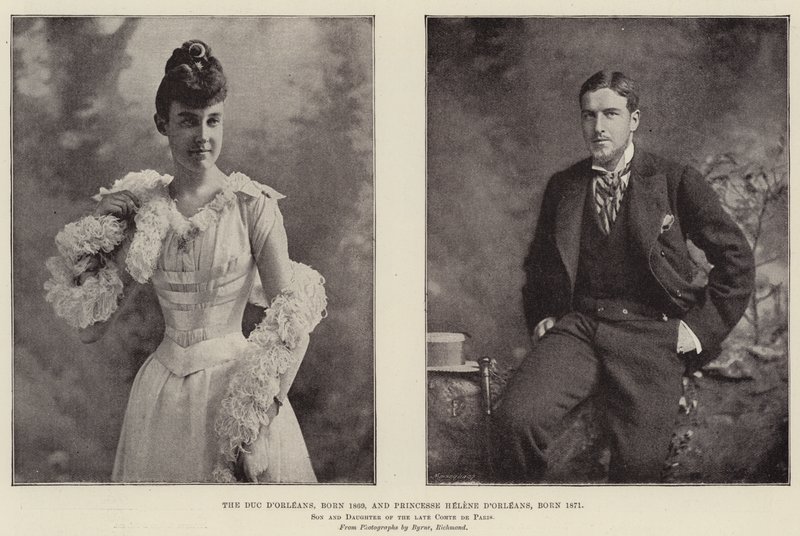 Duc dOrleans, född 1869, och prinsessan Helene dOrleans, född 1871, son och dotter till framlidne Comte de Paris av English Photographer