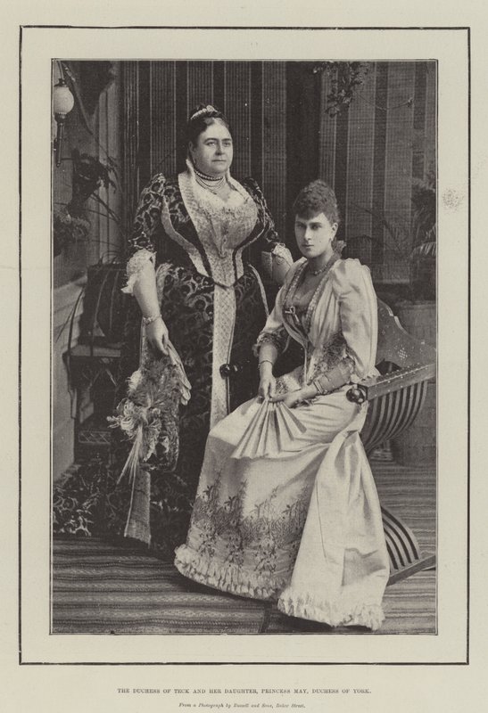 Hertiginnan av Teck och hennes dotter, prinsessan May, hertiginnan av York av English Photographer