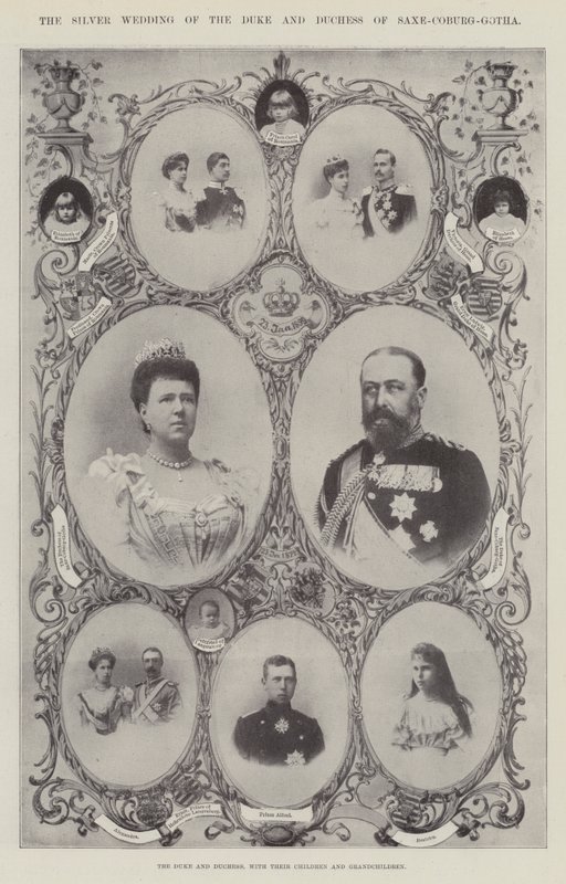 Hertigen och hertiginnan av Saxe-Coburg-Gotha, med sina barn och barnbarn av English Photographer