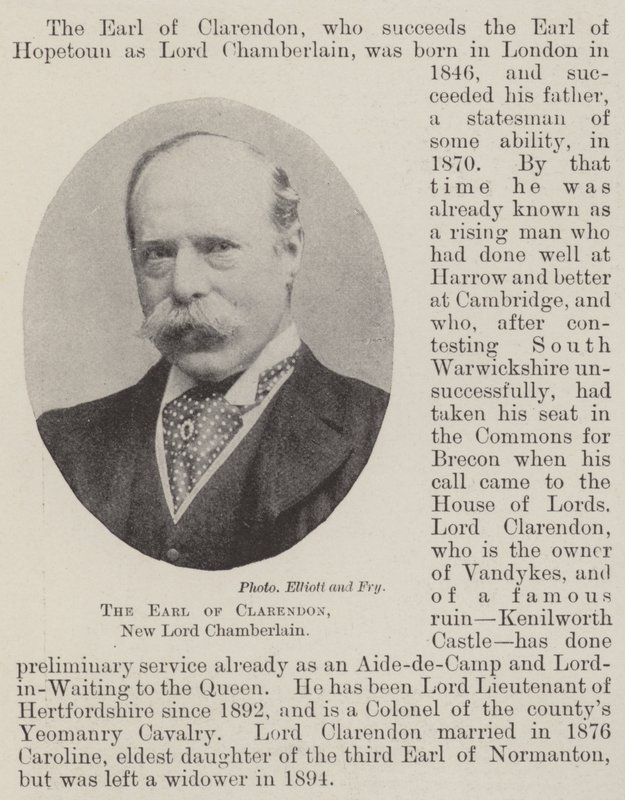 The Earl of Clarendon, New Lord Chamberlain av English Photographer