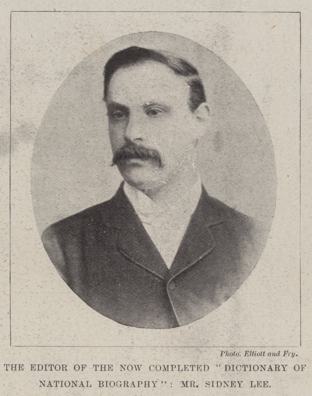 Redaktören för den nu färdiga Dictionary of National Biography, Mr Sidney Lee av English Photographer