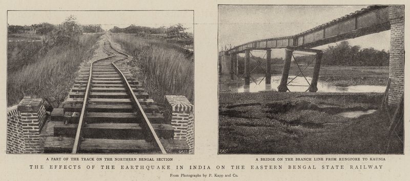 Effekterna av jordbävningen i Indien på Eastern Bengal State Railway av English Photographer