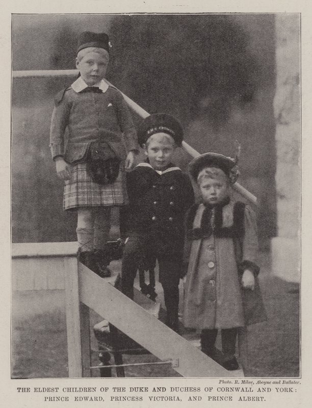 De äldsta barnen till hertigen och hertiginnan av Cornwall och York, prins Edward, prinsessan Victoria och prins Albert av English Photographer