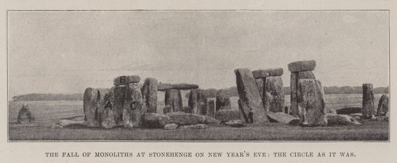 Monoliternas fall i Stonehenge på nyårsafton, cirkeln som den var av English Photographer