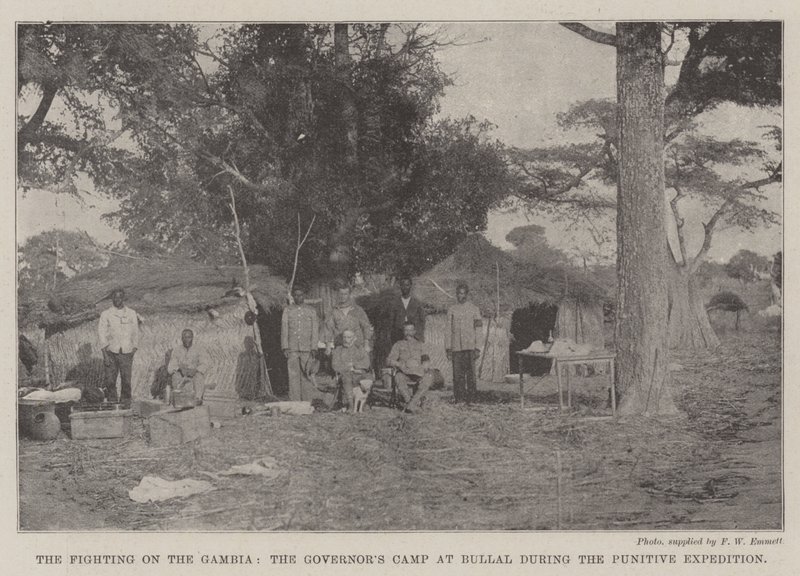 Striderna i Gambia, guvernörslägret i Bullal under straffexpeditionen av English Photographer