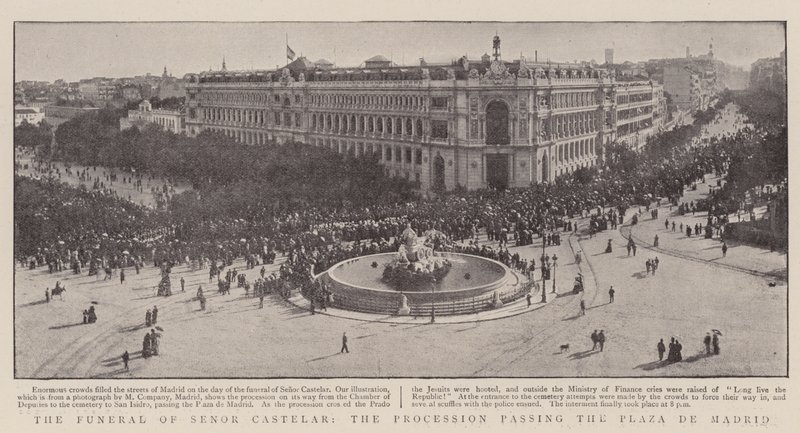 Senor Castelars begravning, processionen som passerar Plaza de Madrid av English Photographer