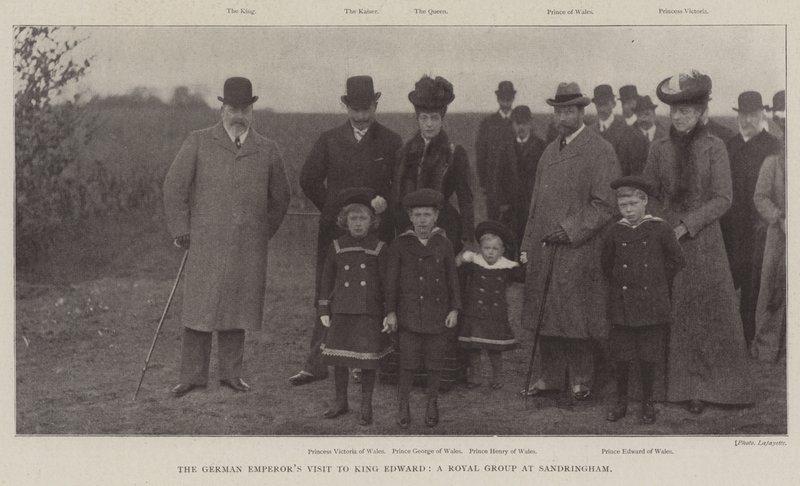 De tyska kejsarna besöker kung Edward, en kunglig grupp i Sandringham av English Photographer