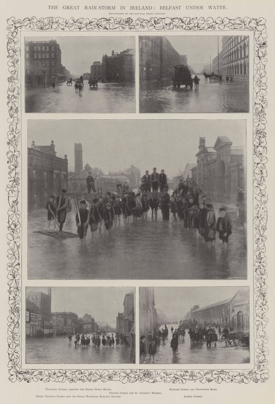 Den stora regnstormen i Irland, Belfast under vatten av English Photographer