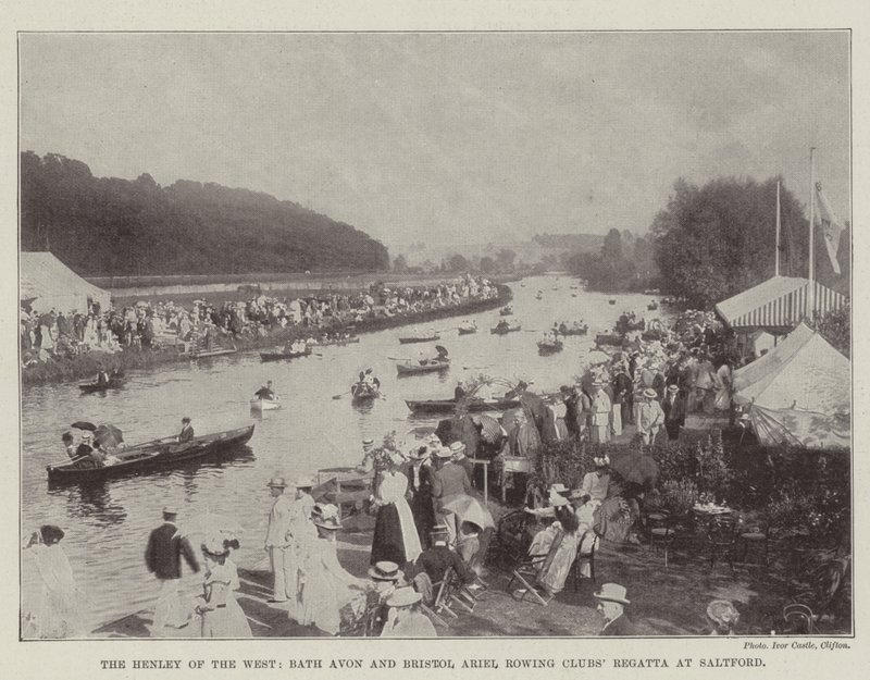 The Henley of the West, Bath Avon och Bristol Ariel Roddklubbsregattan i Saltford av English Photographer