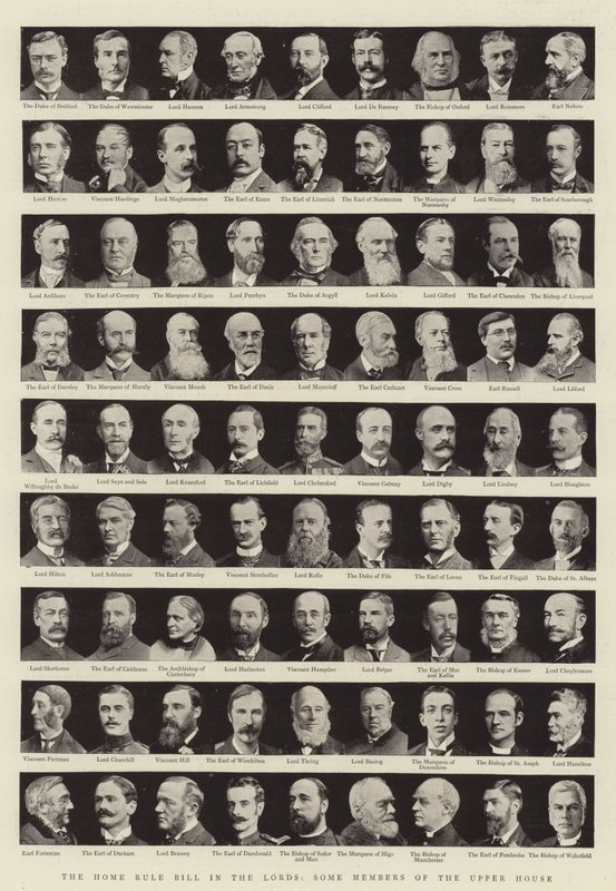 The Home Rule Bill i Lords, Some Members of the Upper House av English Photographer