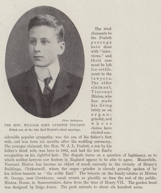 Den ärade William John Lydston Poulett, äldste son till den sene Earl Pouletts tredje äktenskap av English Photographer