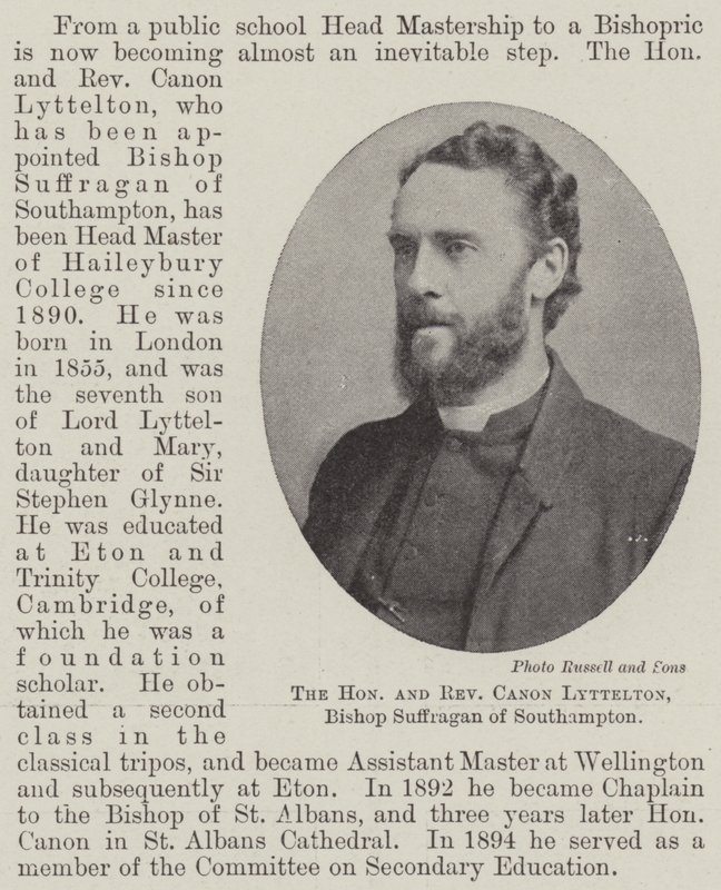 Den ärade och vördade kanon Lyttelton, biskop Suffragan av Southampton av English Photographer