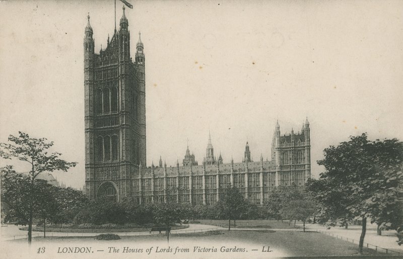 The Houses of Lords från Victoria Gardens, London av English Photographer