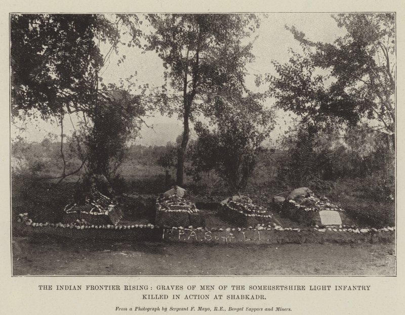 Indian Frontier Rising, Graves of Men of the Somersetshire Light Infantry dödade i aktion vid Shabkadr av English Photographer