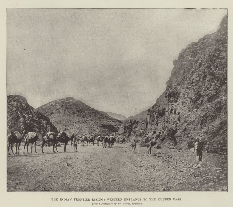 Indian Frontier Rising, västra ingången till Khyber-passet av English Photographer