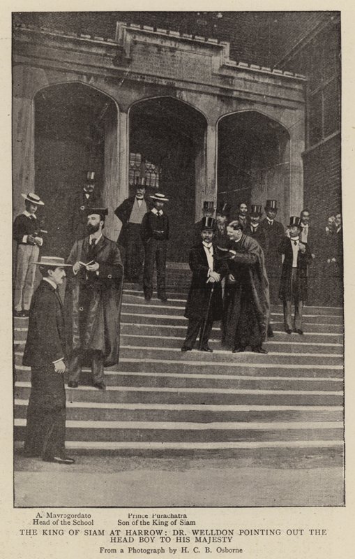 Kungen av Siam i Harrow, Dr Welldon pekar ut huvudpojken för Hans Majestät av English Photographer