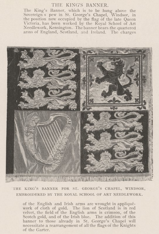 The Kings Banner for St Georges Chapel, Windsor, broderad av Royal School of Art Needlework av English Photographer