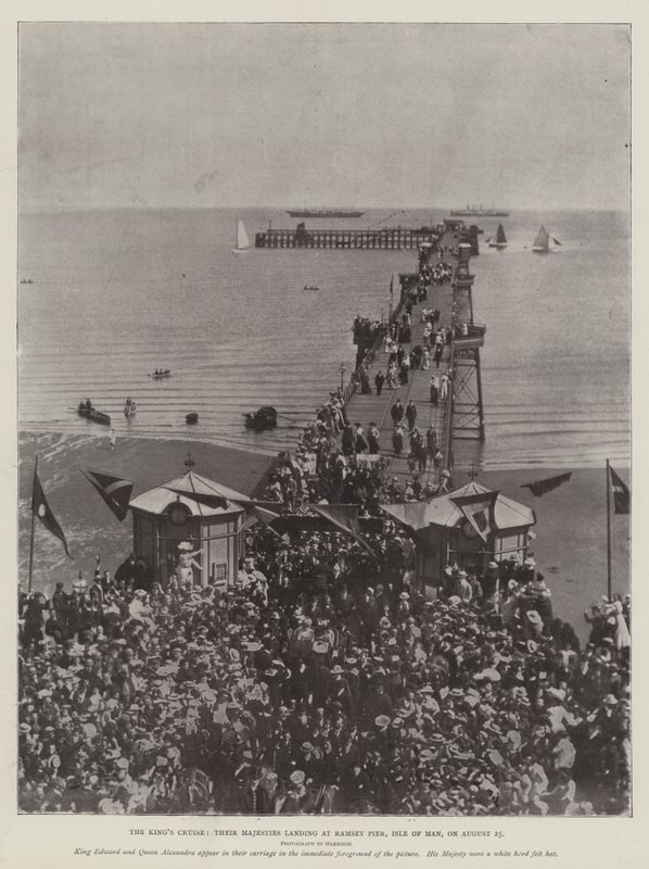 Kings Cruise, Their Majesty landar vid Ramsey Pier, Isle of Man, den 25 augusti av English Photographer