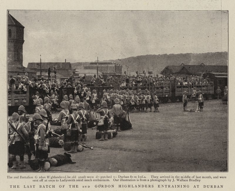 The Last Batch of the 2nd Gordon Highlanders som drar med sig i Durban av English Photographer