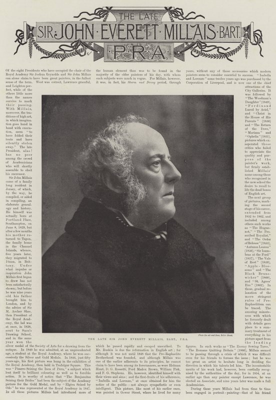 Den sene Sir John Everett Millais, dödsannonser av English Photographer