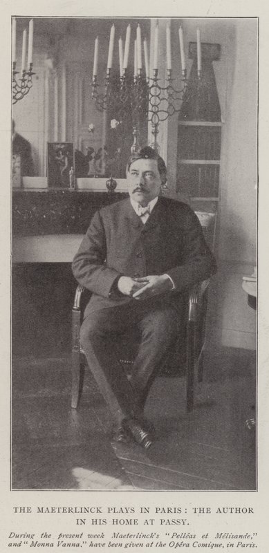 Maeterlinck-spelet i Paris, författaren i sitt hem i Passy av English Photographer