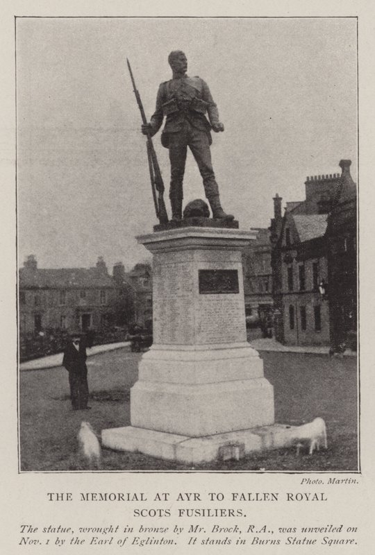Minnesmärket i Ayr över fallna Royal Scots Fusiliers av English Photographer