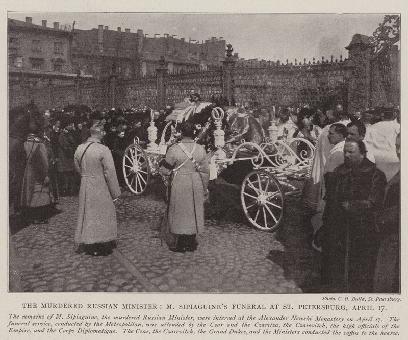 Den mördade ryske ministern, M Sipiaguines Begravning i St Petersburg, 17 april av English Photographer