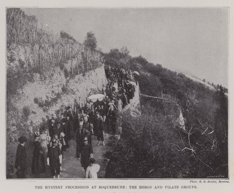 Mysterieprocessionen i Roquebrune, Herodes- och Pilatusgrupperna av English Photographer