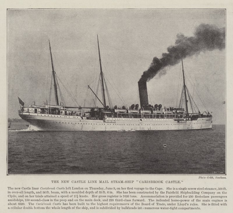 The New Castle Line Mail Steam-Ship Carisbrook Castle av English Photographer