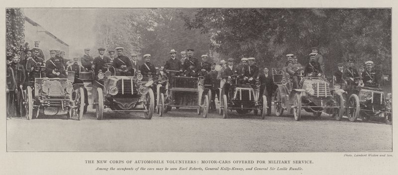 The New Corps of Automobile Volunteers, Motor-Cars erbjuds för militärtjänst av English Photographer