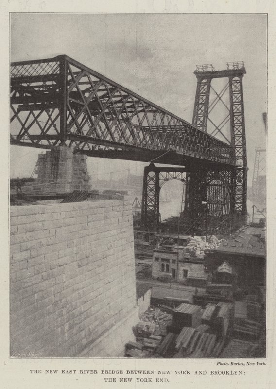 New East River Bridge mellan New York och Brooklyn, New York End av English Photographer