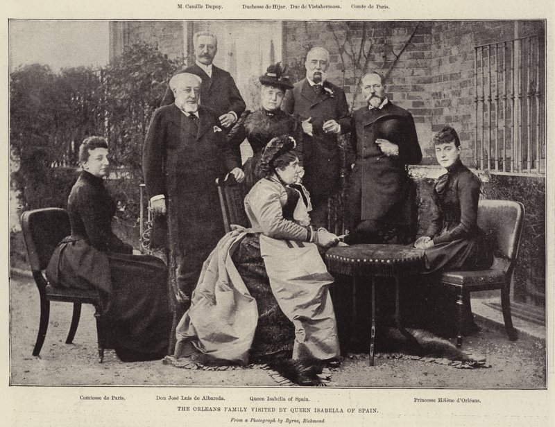 Familjen Orleans besöktes av drottning Isabella av Spanien av English Photographer