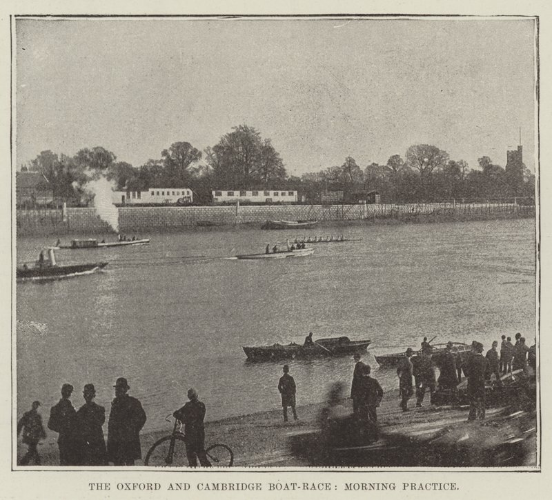 Oxford och Cambridge Boat-Race, morgonträning av English Photographer