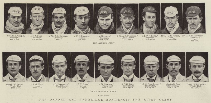 Oxford och Cambridge Boat-Race, de rivaliserande besättningarna av English Photographer