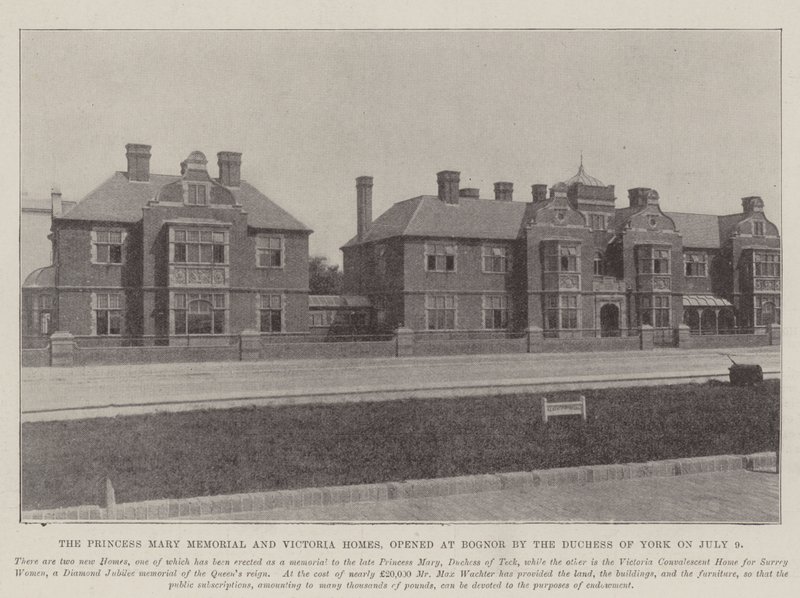 Princess Mary Memorial och Victoria Homes, öppnade i Bognor av hertiginnan av York den 9 juli av English Photographer