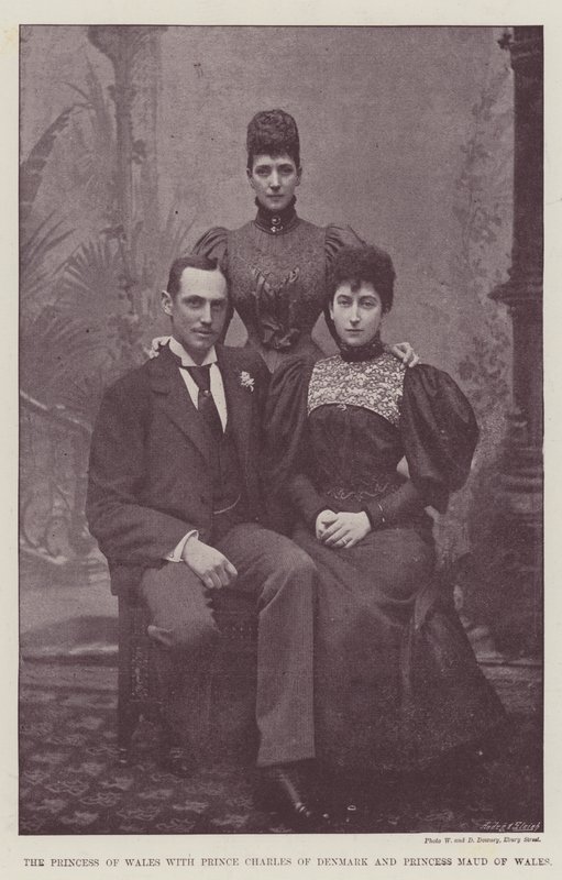 Prinsessan av Wales med prins Charles av Danmark och prinsessan Maud av Wales av English Photographer