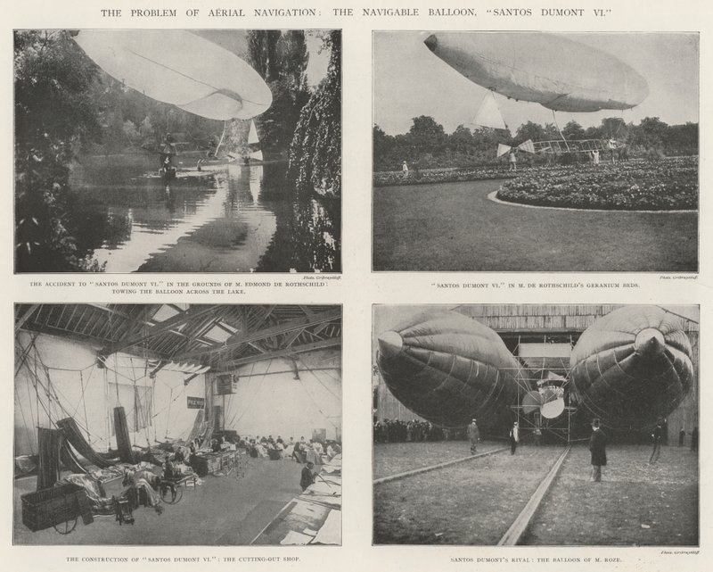 Problemet med flygnavigering, den navigerbara ballongen, Santos Dumont VI av English Photographer