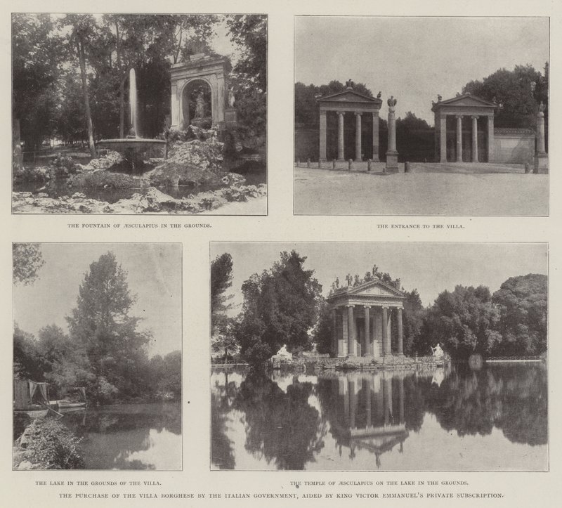 Köpet av Villa Borghese av den italienska regeringen, med hjälp av kung Victor Emmanuels privata prenumeration av English Photographer