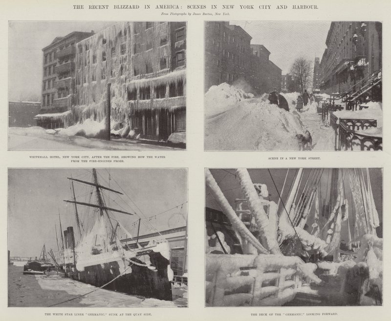 The Recent Blizzard i Amerika, scener i New York City och Harbor av English Photographer