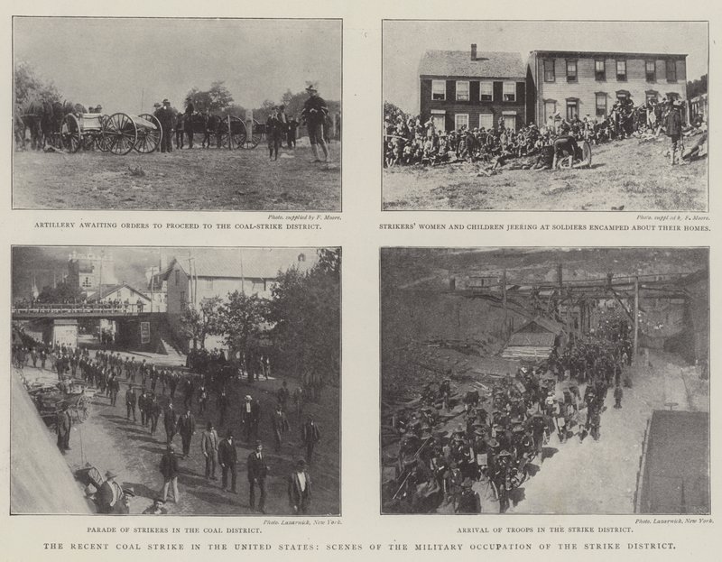 Den senaste kolstrejken i USA, scener av den militära ockupationen av strejkdistriktet av English Photographer
