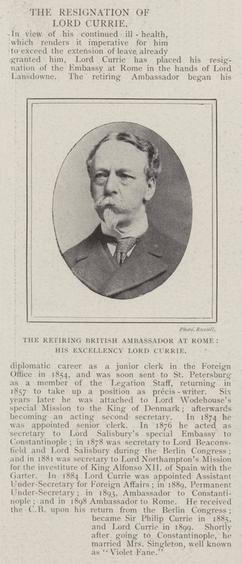Den avgående brittiske ambassadören i Rom, Hans excellens Lord Currie av English Photographer